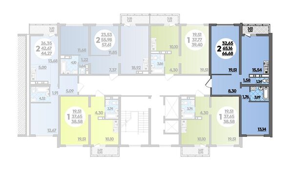 Планировка 2-комн 66,68 м²