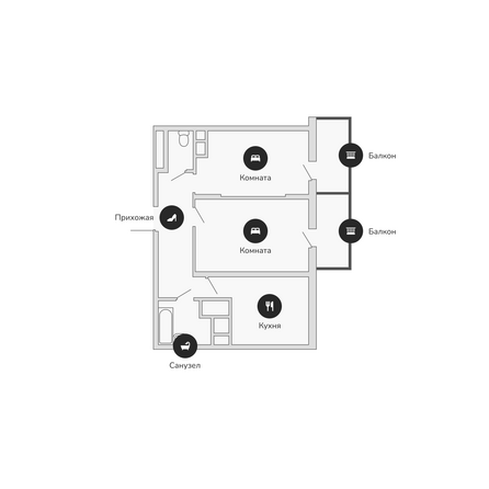 Планировка 2-комн 58,2 м²