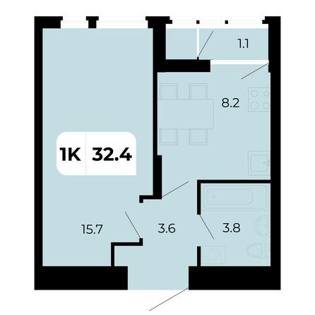 Планировка 1-комн 32,4 м²
