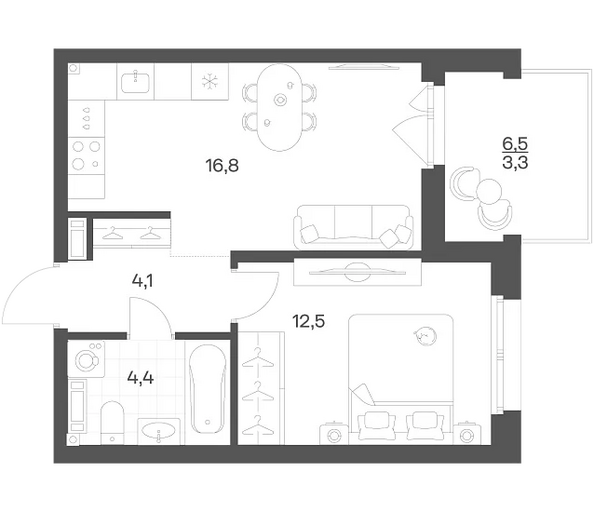 Планировка 1-комн 41,1 м²