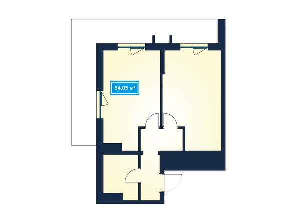 Планировка 2-комн 54,05 м²