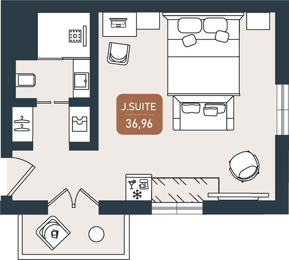 Планировка Номер 36,96 м²