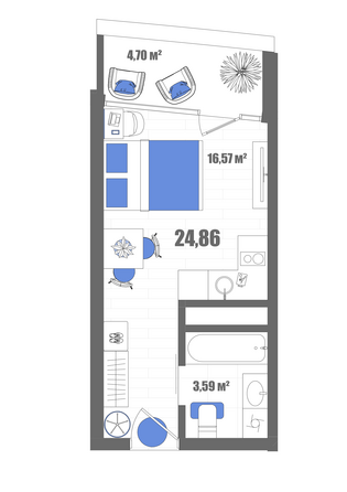 Планировка Номер 24,86 м²