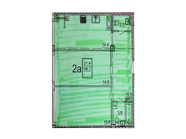 Планировка 2-комн 58,7 м²