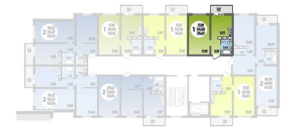 Планировка 1-комн 35,67 м²