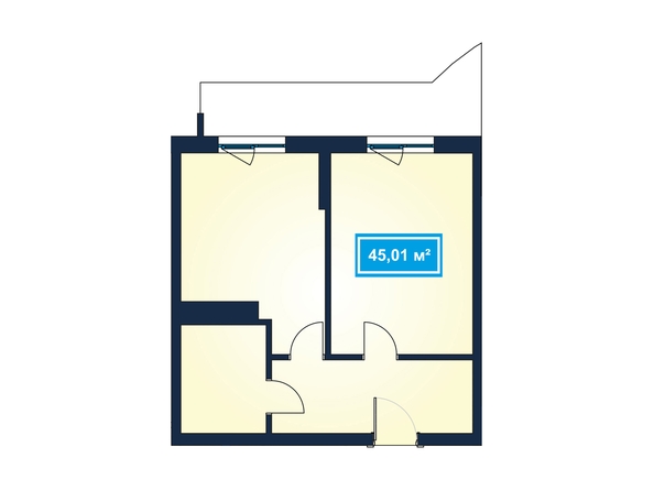 Планировка 2-комн 44,62 - 45,01 м²