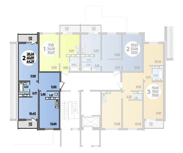 Планировка 2-комн 64,29 м²