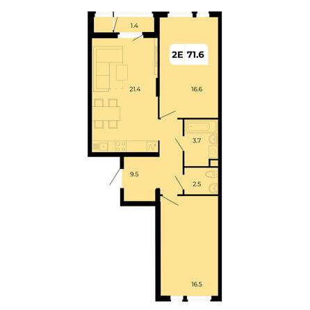 Планировка 2-комн 71,6 м²