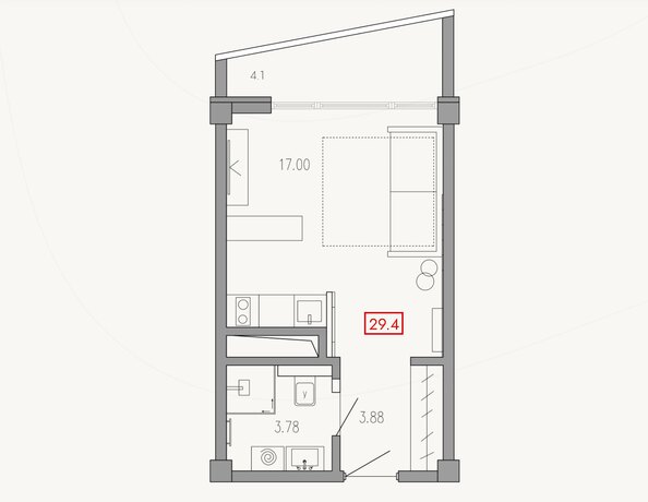 Планировка Студия 29,4 м²