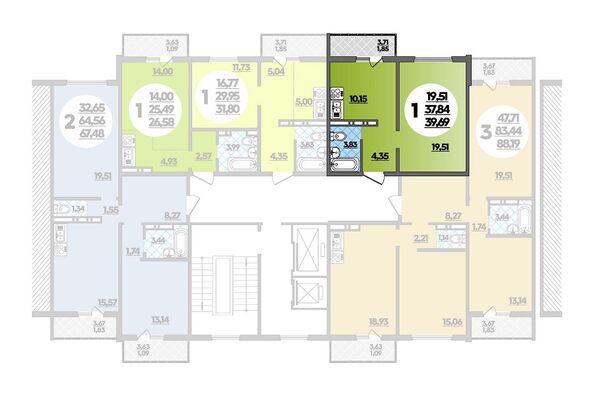 Планировка 1-комн 39,69 м²