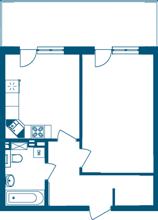 Планировка 1-комн 57,48 м²