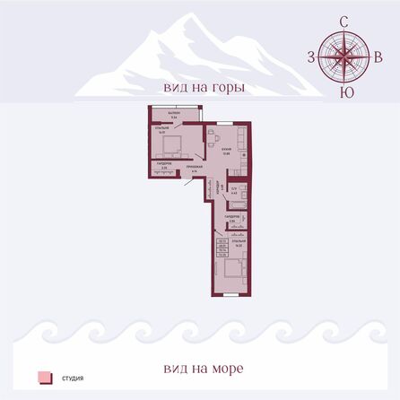 Планировка 2-комн 70,74 м²