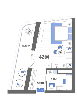 Планировка Номер 42,54 м²