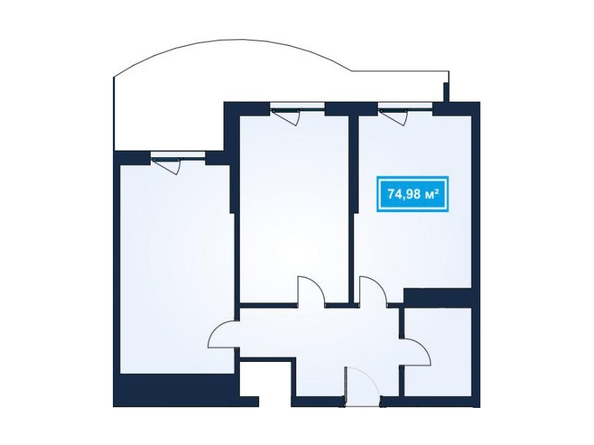 Планировка 3-комн 74,68 - 75,09 м²