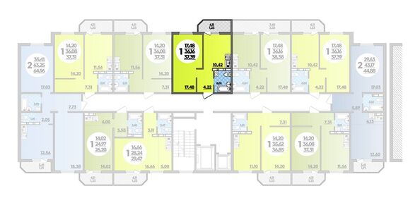 Планировка 1-комн 37,39 м²