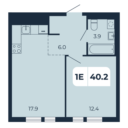 Планировка 1-комн 40,2 м²