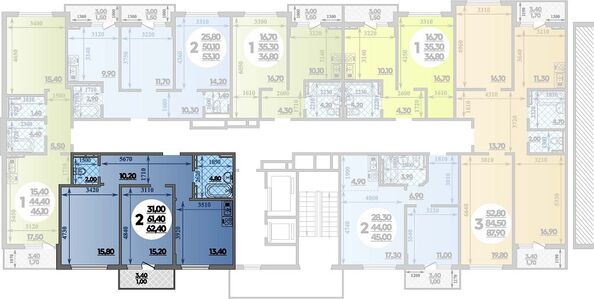Планировка 2-комн 62,4 м²