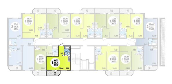 Планировка 1-комн 29,47 м²