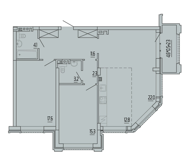 Планировка 3-комн 91,3 м²