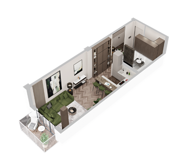 Планировка Студия 44 м²