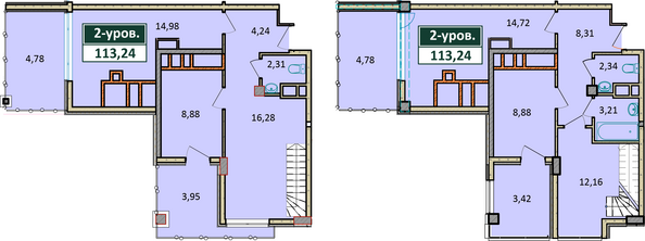 Планировка 4-комн 113,24 м²