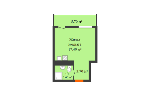 Планировка Студия 26,4 м²
