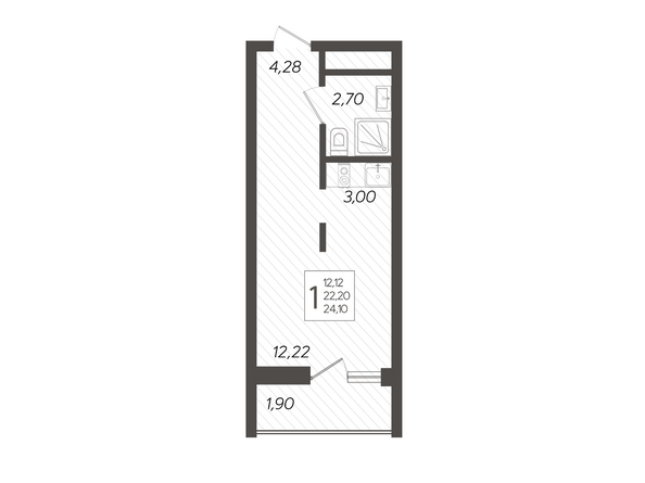 Планировка 1-комн 24,1 м²