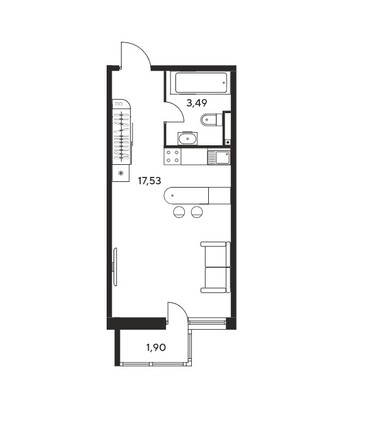 Планировка Студия 24,19 м²