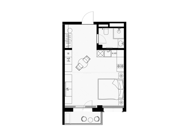 Планировка 1-комн 35,8 м²