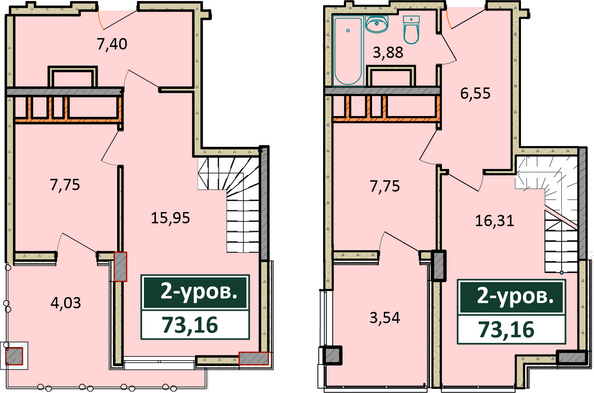 Планировка 3-комн 73,16 м²
