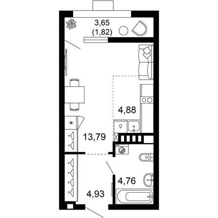 Планировка 1-комн 30,17 м²