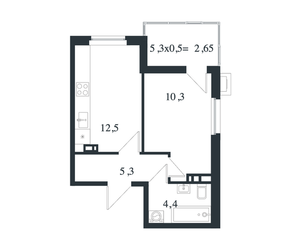 Планировка Студия 26,65 м²