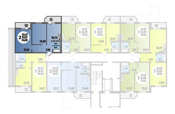 Планировка 2-комн 56,08 м²
