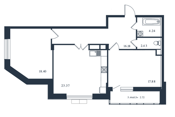 Планировка 2-комн 85,22 м²