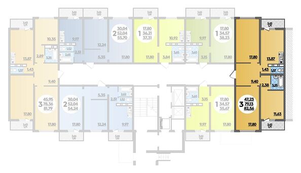 Планировка 3-комн 82,56 м²