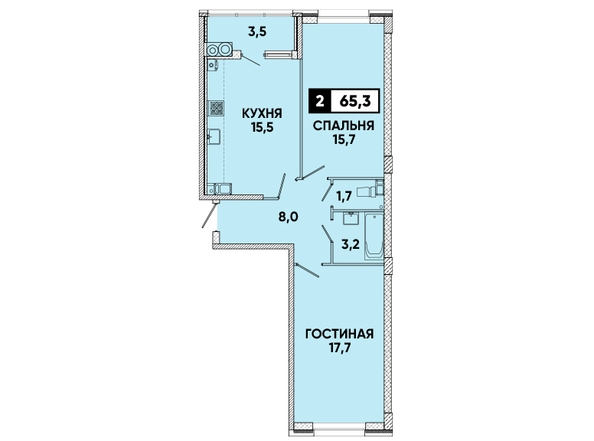 Планировка 2-комн 65,3 м²