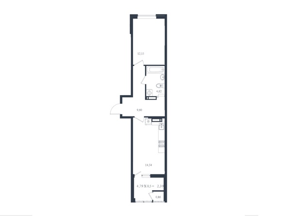 Планировка 1-комн 44,16 - 44,52 м²