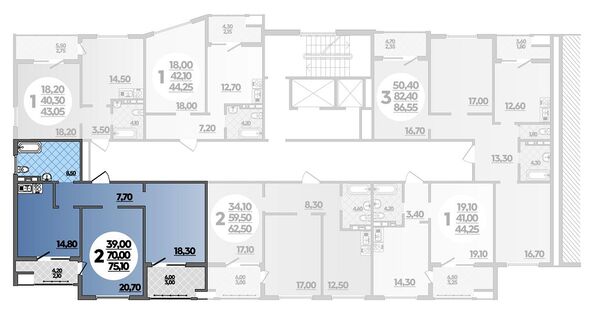 Планировка 2-комн 75,1 м²