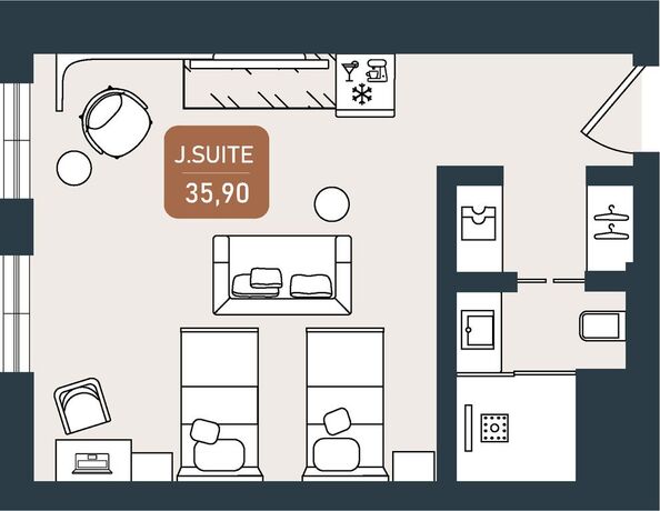 Планировка Номер 35,9 м²