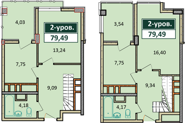 Планировка 3-комн 79,49 м²