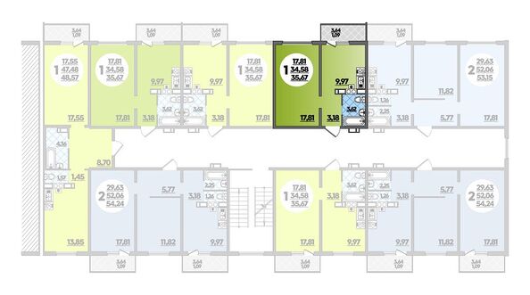 Планировка 1-комн 35,67 м²