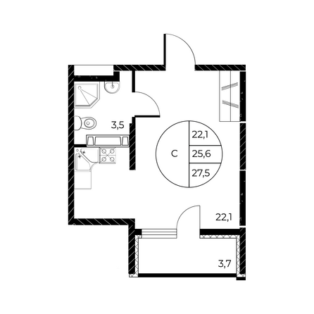 Планировка Студия 27,5 м²