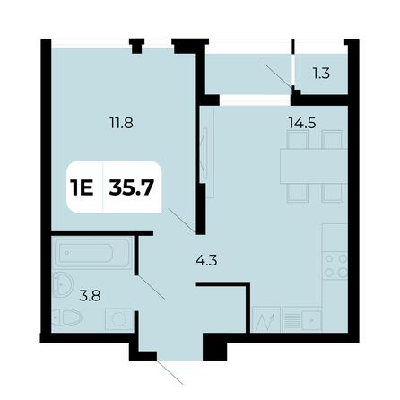 Планировка 1-комн 35,7 м²