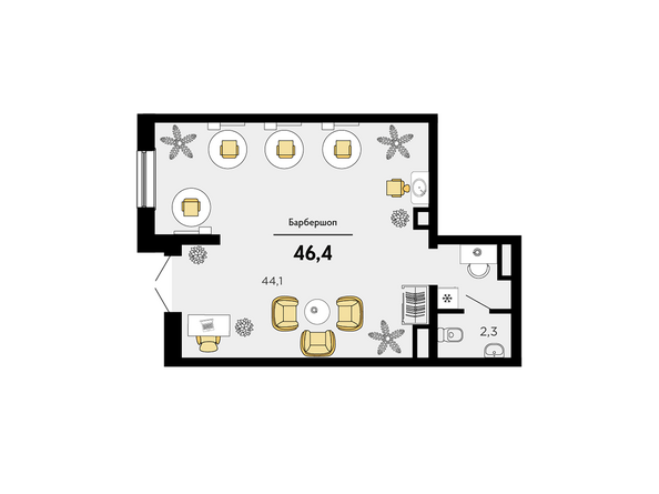 Планировка  46,4 м²