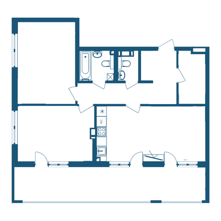 Планировка 3-комн 95,75, 97,59 м²