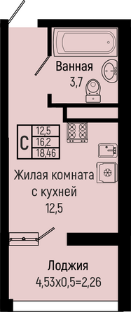 Планировка Студия 18,46 м²