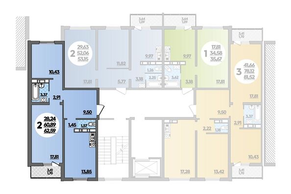 Планировка 2-комн 64,29 м²