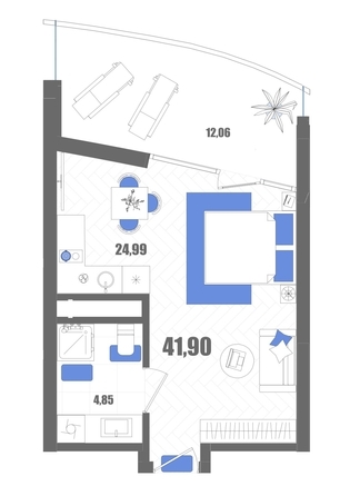 Планировка Номер 41,9, 41,91 м²