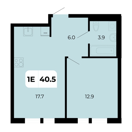 Планировка 1-комн 40,5 м²