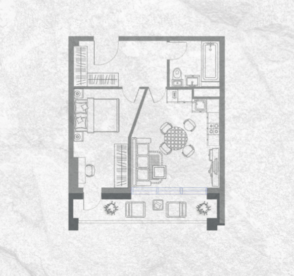 Планировка 1-комн 37 м²
